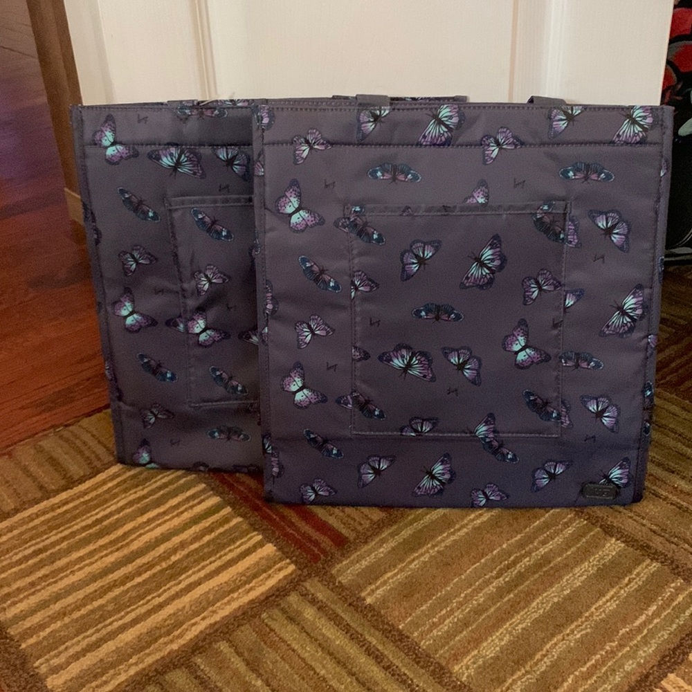 NWT Set of 2 Butterfly Grey Totes by Lug